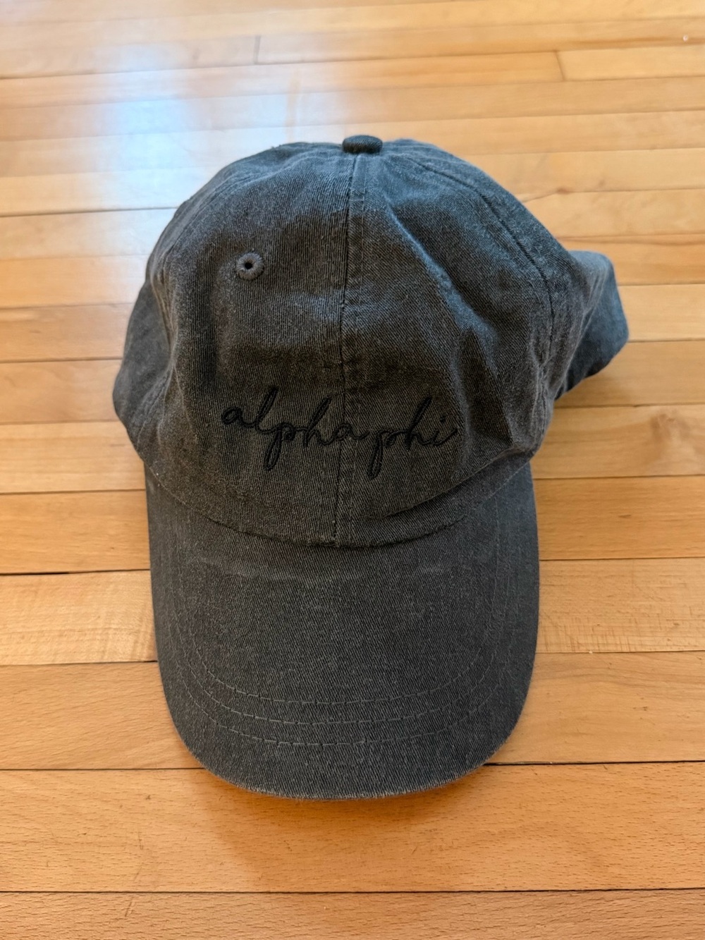 Alpha Phi Embroidered Charcoal Baseball Cap